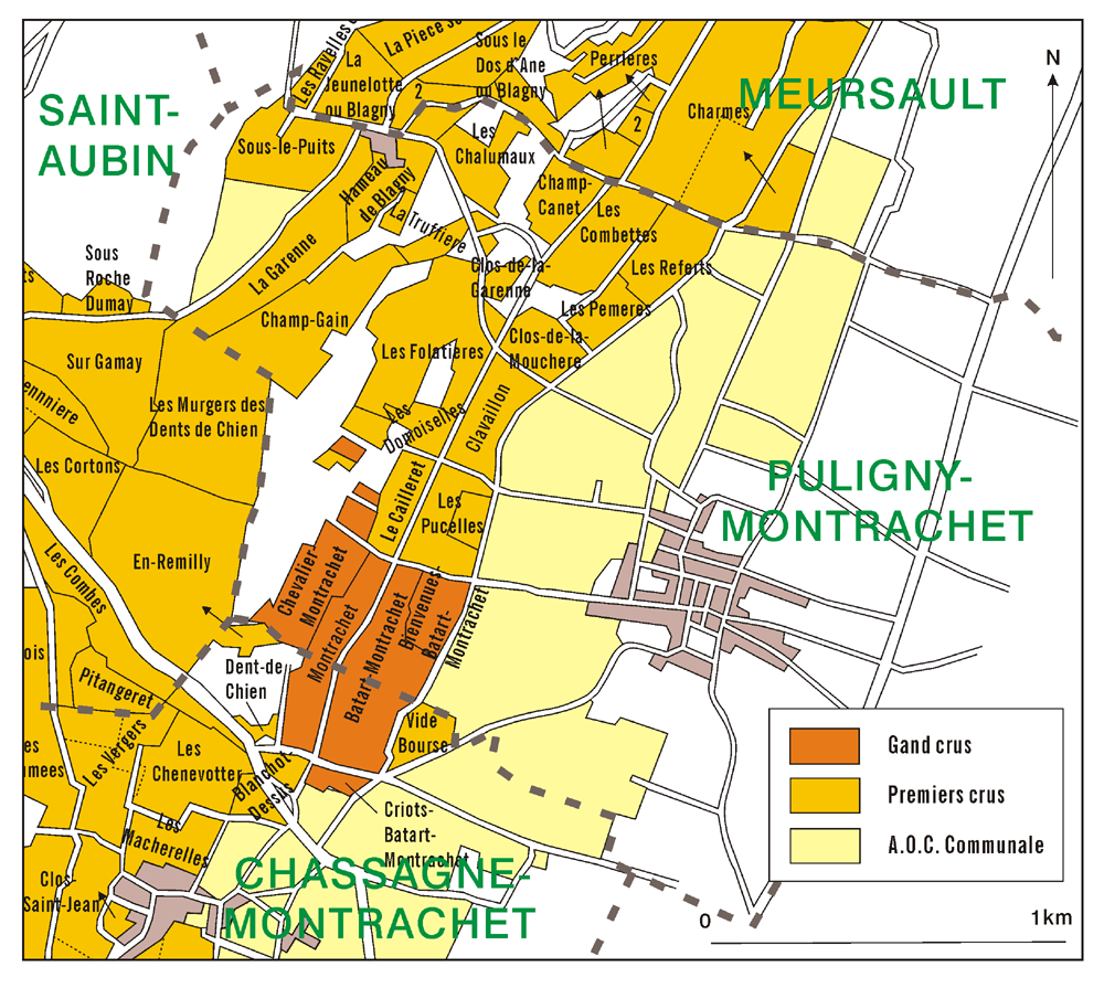 ピュリニー・モンラッシェ(Puligny-Montrachet)のクリマ地図